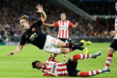 PSV's Hector Moreno offers best wishes after breaking Luke Shaw's leg