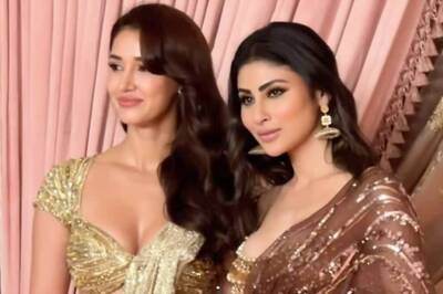 Disha Patani Holds Mouni Roy's Hand As They Pose Together At Anant Ambani and Radhika Merchant's Sangeet | Watch