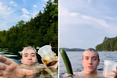 Food Vlogger Makes Cucumber Salad While Swimming In Lake, Internet Calls It 'Insane But Impressive'