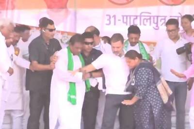 Narrow Escape For Rahul Gandhi As Stage Collapses During INDIA Bloc's Bihar Rally | Watch