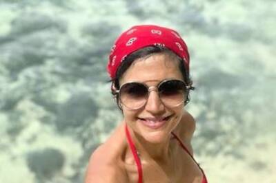 Mandira Bedi Posts Sizzling Selfies in Gorgeous Red Bikini, Mouni Roy Reacts