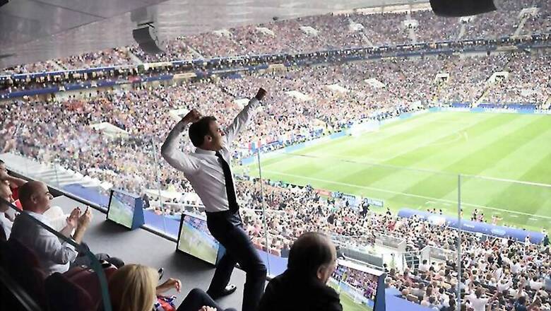 Emmanuel Macron Cheers from the Stands Then 'Dabs' in the Changing Room
