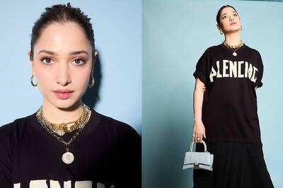 Tamannaah Bhatia Looks Uber Cool In Oversized Black T-Shirt And Patiala-Styled Pants