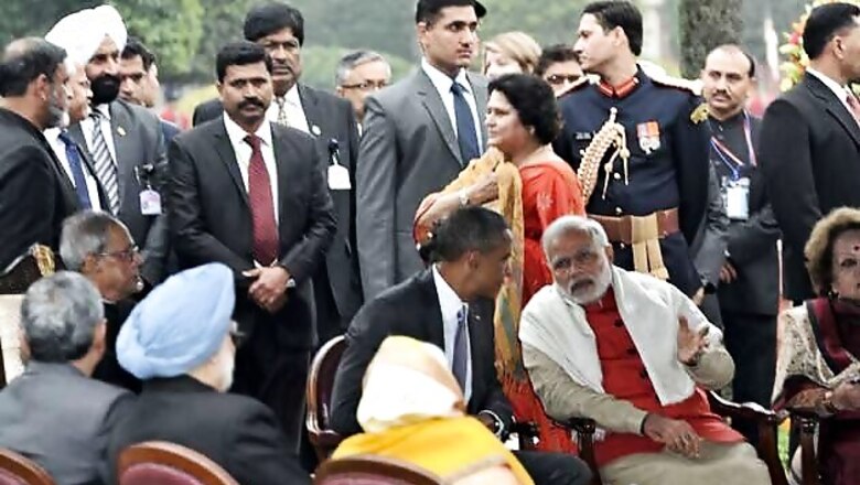 Snapshot: Barack Obama attends Pranab Mukherjee's 'At Home' at Rashtrapati Bhavan