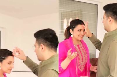 Raghav Chadha Fixes Parineeti Chopra’s Sindoor In Unseen Video From Karwa Chauth Celebrations, Fans React