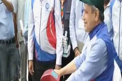 Railway Minister Rides a Floor Cleaning Car at New Delhi Railway Station