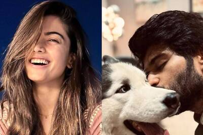 Vijay Deverakonda Kisses His Dog; Rashmika Mandanna Poses With Diya in Diwali Pics from Hyderabad