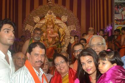 Photos: Aishwarya Rai visits the GSB Ganpati Pandal with parents and daughter Aaradhya