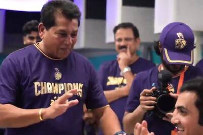 ‘Ladke Paagal Ho Rahe Hain’, Says Gautam Gambhir While Interrupting Chandrakanth Pandit During KKR’s Locker Room Celebrations : WATCH