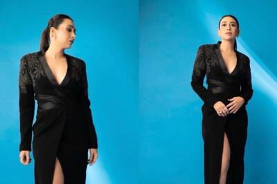 Karisma Kapoor Exudes Elegance In A Satin Black Thigh-High Slit Gown; Photos Go Viral