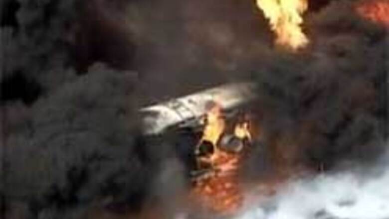 Train carrying petroleum products derails, explodes