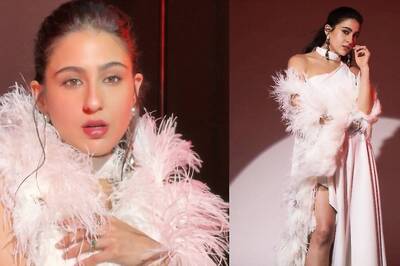 Sara Ali Khan Oozes Oomph In A White Asymmetrical Feathery Gown
