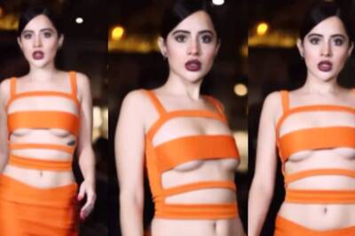 Urfi Javed Irks Netizens As She Grooves to Besharam Rang in Saffron Cut-out Top; Video Goes Viral