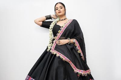 Actress Sreemukhi's Desi Avatar In Black Ghera Skirt Is Bookmark Worthy