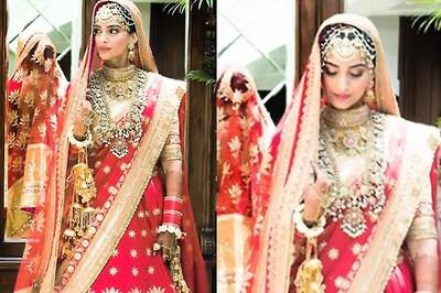 Sonam Kapoor Makes a Beautiful Bride In a Gorgeous Red Lehenga-choli