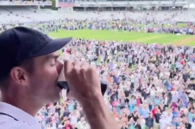 Watch: James Anderson Downs Pint of Guinness in Front of Cheering Fans