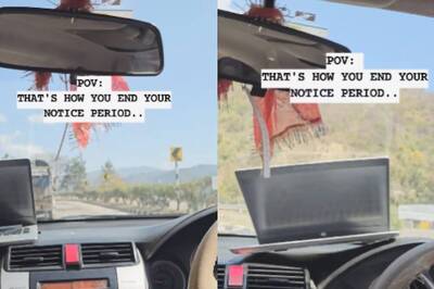 Desi Man Vibing in Car Loses Laptop As it Slips Off 'Windows', Internet Eager to Know HR's Response