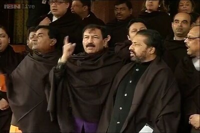 Live: TMC MPs protest outside Parliament over black money issue