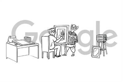 Google doodles RK Laxman doodling the Common Man on his 94th birthday