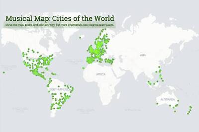 Spotify's new interactive online music map lets you listen to popular music from around the world