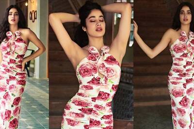 Janhvi Kapoor Looks Fresh and Flawless in a Gorgeous Pink Floral Midi Dress Worth Rs 85K