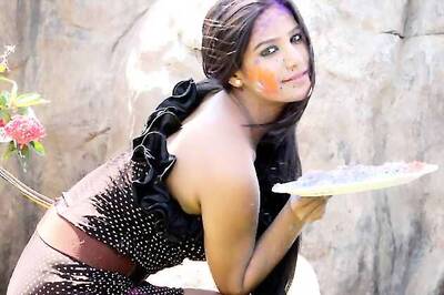Snapshot: Poonam Panday's waterless Holi