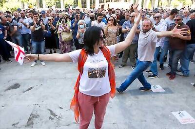 Anti-LGBT Georgian Protestors Burn EU Flag In Capital