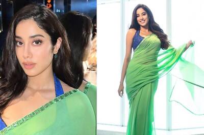 Janhvi Kapoor Turns Heads in an Exquisite Green Sari for ‘Bawaal’ Trailer Launch in Dubai