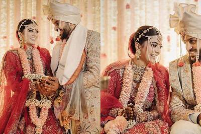 Shardul Thakur’s Wife Mittali Parulkar Looks Absolutely Breathtaking In Carmine Red Raw Silk Bridal Lehenga