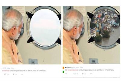 PIB posts edited photo of PM's aerial survey of Chennai, Twitter goes abuzz over faux pas