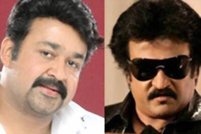 Rajini shoots in Mohanlal's studio